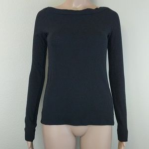 [James Perse] Black Boat Neck Ribbed Long Sleeve